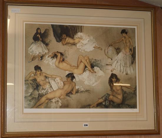 William Russell Flint (1880-1969), limited edition print, Variations II, 631/850, 50 x 68cm